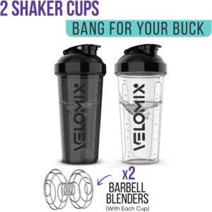 2 Pack- 28 oz Protein Shaker Bottles for Protein Mixes - 2x Wire Whisk | Leak Proof Shaker Cups for Protein Shakes | Protein Shaker Bottle Pack | Shakers for Protein Shakes