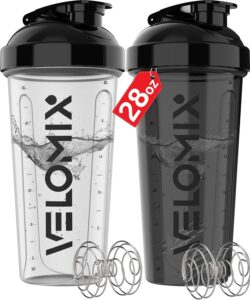 2 Pack- 28 oz Protein Shaker Bottles for Protein Mixes - 2x Wire Whisk | Leak Proof Shaker Cups for Protein Shakes | Protein Shaker Bottle Pack | Shakers for Protein Shakes