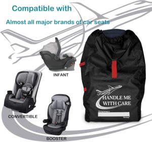 Car Seat Travel Bag for Airplane, Carseat Cover for Air Travel for Infant Carriers Booster Convertible, Black