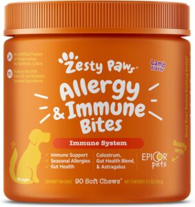 Zesty Paws Dog Allergy Relief - Anti Itch Supplement - Omega 3 Probiotics for Dogs -